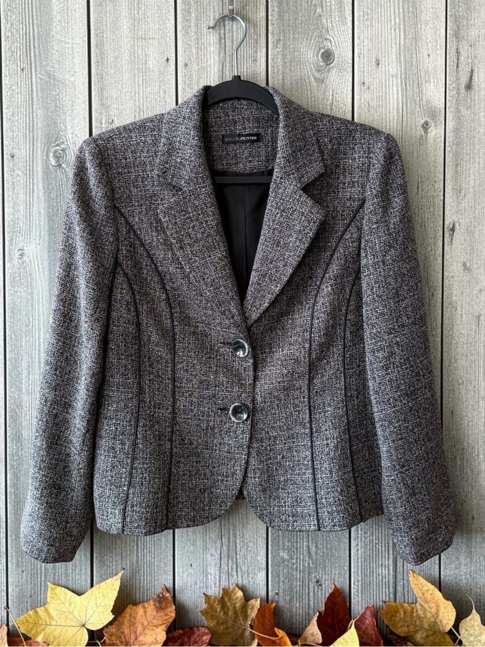 Studio Petites Vintage Grey/Black Tweed Blazer Jacket
